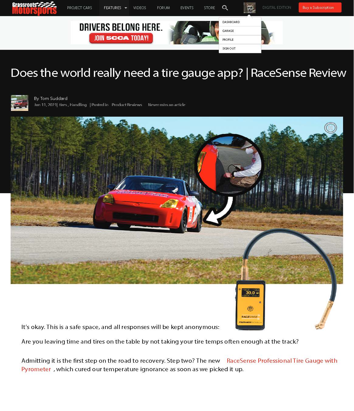 Does the world really need a tire gauge app? | RaceSense Review